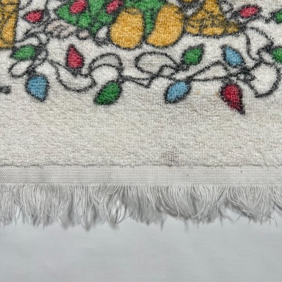 Vintage Marty Links Christmas Towel 15 x 24 Girl w/ Dog and Christmas Lights - Picture 5 of 8